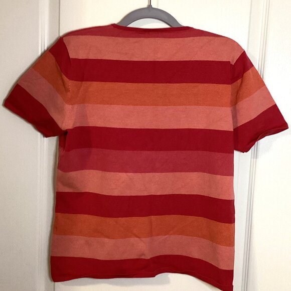 Nygard Collection Women's Pink Striped Sweater Short Sleeve Crew Neck Size M - Picture 3 of 6